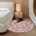 thumbnail image 3 of Farmhouse Red Large Area Rugs for Bedroom Living Room, Soft Non Slip Carpet Bedside Rug, Vintage Flower Leaf Botanical Plant Round Floor Cover Kitchen Accent Rug 3' for Dining Room/Office, 3 of 9