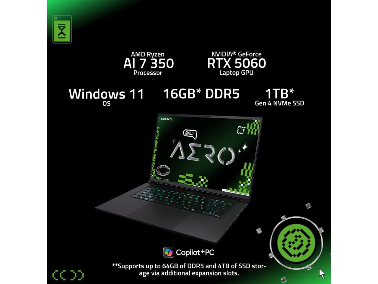 ゲーミングノートAERO X 16 RTX5060 Ryzen AI 7 350 GIGABYTE AERO X16