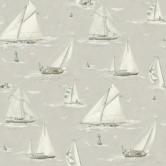 Chesapeake Leeward Light Grey Sailboat Wallpaper