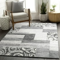 Modern Area Rug with Classic Border Design for Living Room in Grey - 7'10" x 11'2" (8'x11')
