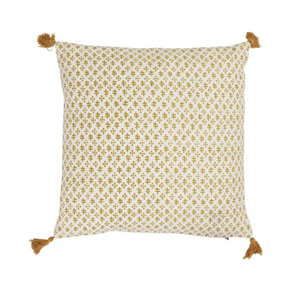 Creative Co-Op Cotton Pillow with Pattern and Tassels