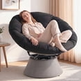 thumbnail image 3 of Dovov Papasan Chair, 360 Degree Swivel Papasan Accent Chair with Cushion, Oversized Ergonomic Chair Comfy Metal Round Swivel Chair Lounger for Living Room Bedroom Office, 440 Lbs Capacity, Black, 3 of 10