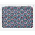 thumbnail image 1 of Renaissance Bath Mat, Rococo Victorian Boho Blooms Retro Style Floral Growth Antique Pattern, Plush Bathroom Decor Mat with Non Slip Backing, 29.5" X 17.5", Dark Blue Vermilion, by Ambesonne, 1 of 2