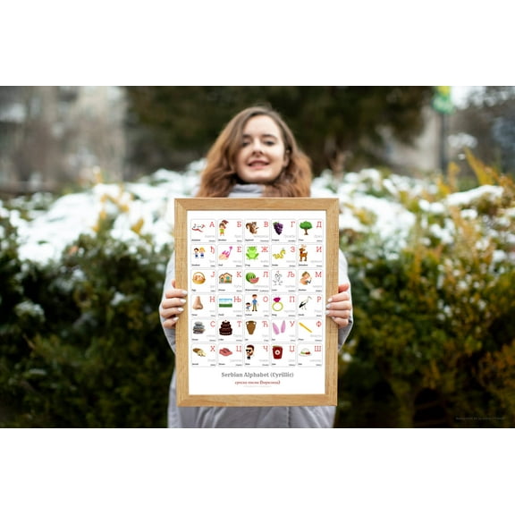 SERBIAN Alphabet POSTER Print With Words And English Translations (16 x 20 inches)