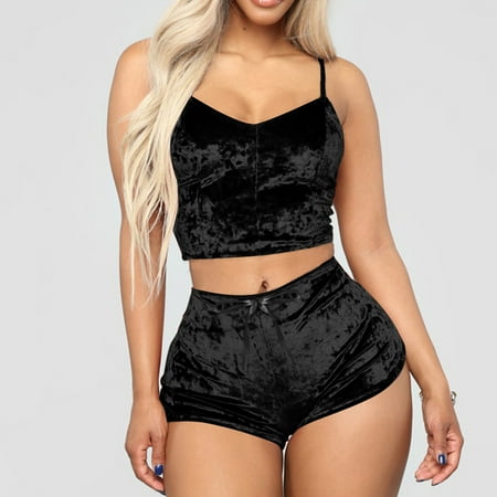 

KaLI_store Womens Pajama Sets Lingerie Satin Sleepwear Cami Shorts Set V Neck Pj Lace Nightwear Pajamas For Women Soft Comfy