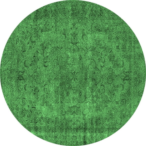 Ahgly Company Indoor Round Oriental Emerald Green Industrial Area Rugs, 6' Round