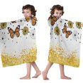 thumbnail image 4 of White Butterfly Flower Dot Pattern Hooded Bath Towel，50"x30" for Ages 3 To 12 Kids, Quick Dry Lightweight Soft Microfiber Hood Beach Towel Cover Up for Kids, 4 of 7