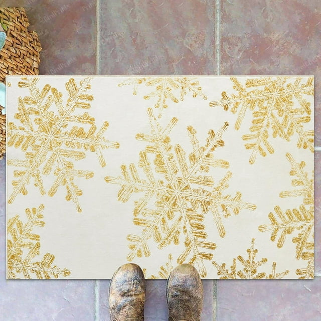 Snowflake Design Indoor Entrance Mat Non Washable Floor Carpet for Home Holiday Soft Thin Rug Living Room Kitchen Bathroom