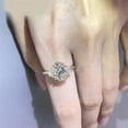 thumbnail image 6 of 968 Sterling Silver 3-Stone Oval & Half Moon Shape Lab Created Moissanite & Diamond Engagement Ring for Her - Elegant, Sparkling Jewelry for Special Moments, 6 of 6