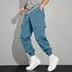 thumbnail image 2 of Pantalones cargo para hombre con cordón elástico en la cintura, pierna recta, bolsillos laterales y traseros, poliéster ligero, para uso informal/deportes al aire libre, tallas S-XXL, 2 of 8