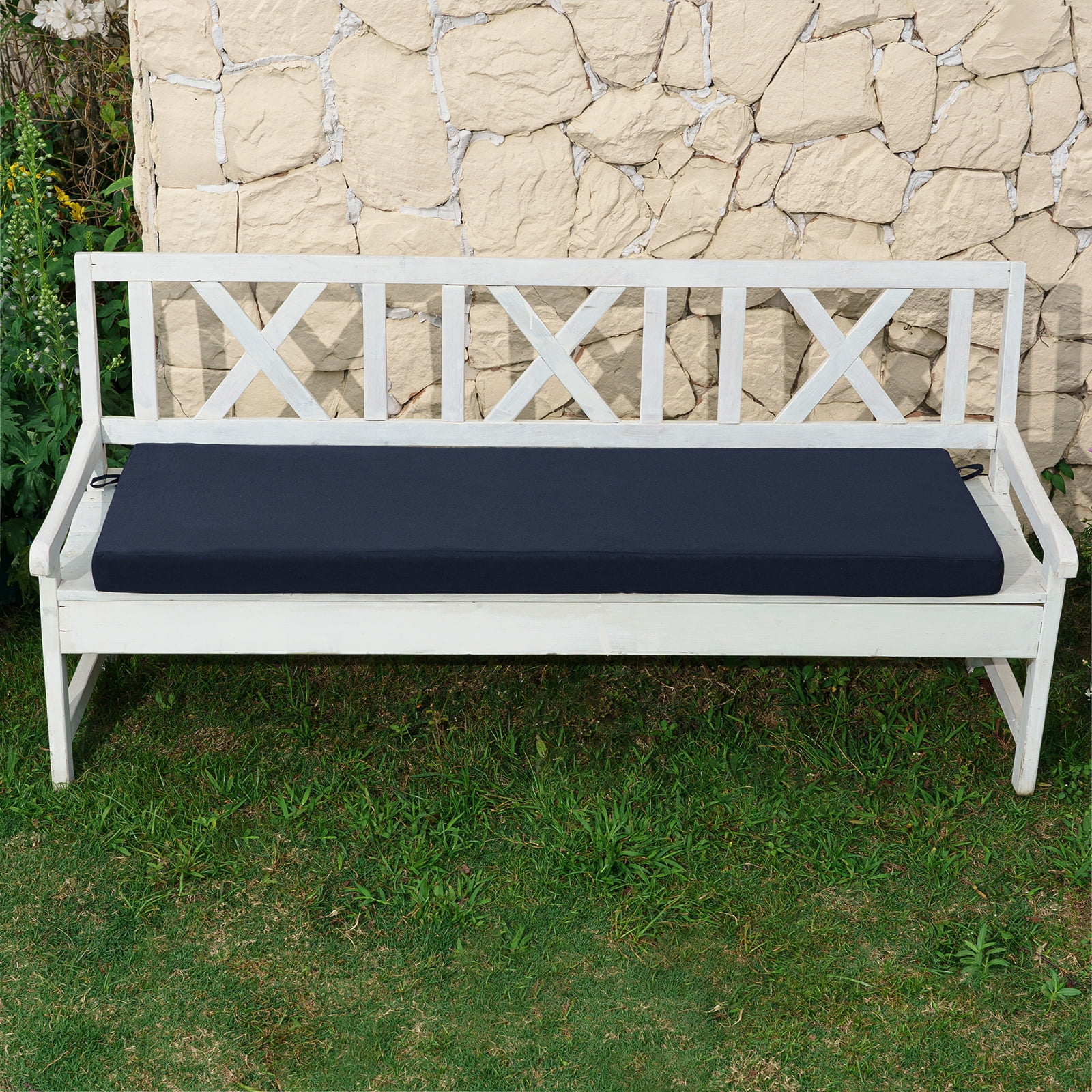 Yeerswag 59" x 18" Navy Blue Bench Cushion, Anti-fading, Water Resistant, Non-Slip