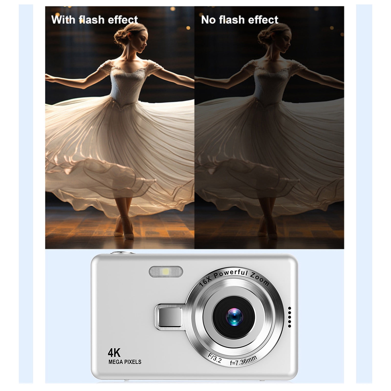 48MP Digital Camera, HD 1080P Camera Digital Point and Shoot Cameras with 16X Zoom Anti Shake, 2.4 Inch LCD Screen, Compact Small Camera for Girls