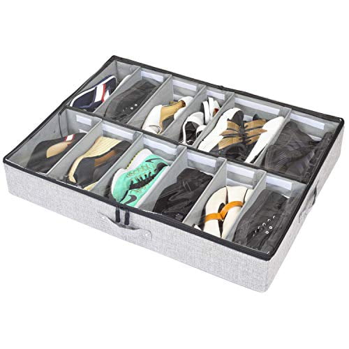 Storagelab Under Bed Shoe Storage Organizer Adjustable Dividers Fits Up To 12 Pairs Underbed Solution Grey Com Storagelab Under Bed Shoe Storage, Shoe Storage Organizer Under Bed