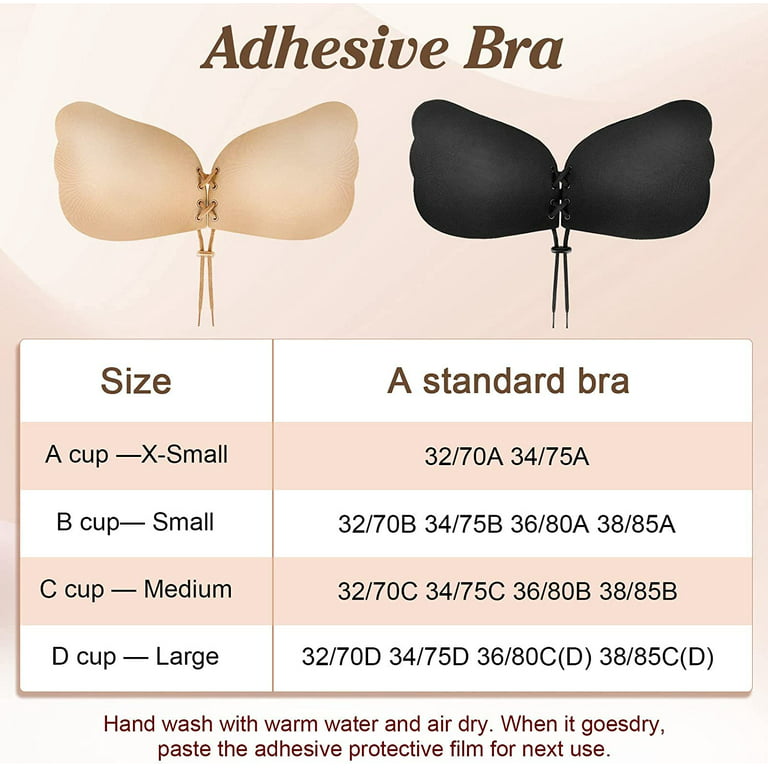 SOMER Backless Bra, Sticky Bra, Reusable Adhesive Bra, Strapless Bras for  Women, Backless Strapless Bra Push Up, Adhesive Invisible Lift Up Bras 2  Pairs 