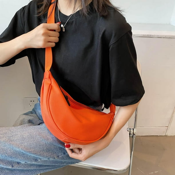 Bunblic 2pcs Fashion Canvas Shoulder Bag Chest Bag Casual For Party Orange White Other