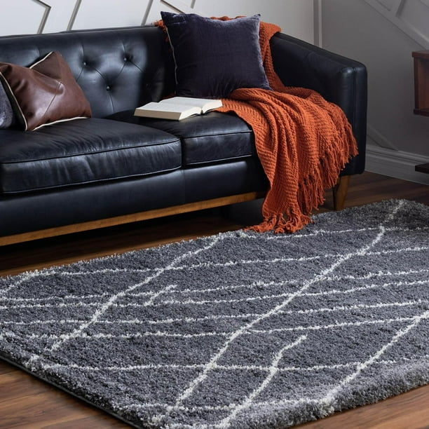 Soft Touch Shag Collection Area Rug 9X12 Dark Grey Shag Rug