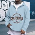 thumbnail image 1 of MHFRRA Sudadera con Capucha y Cremallera de Un Cuarto con Estampado de Letras, Cómoda y Casual, Interior Suave para Uso Diario Azul claro, 1 of 3