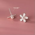 thumbnail image 5 of K-KED Solid 925 Sterling Silver Pearl Flower Stud Earrings 14mm Diameter Gift-Gold, 5 of 6