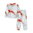 thumbnail image 2 of Kll Koi Fish Corals,Spring Summer Print Women'S Long Sleeve Pajamas With Pants Sleepwear Loungewear 2 Set-Large, 2 of 9