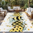 thumbnail image 2 of Summer Bee Love Outdoor Rug for Patio/Deck/Porch, Non-Slip Large Area Rug 5 x 8 Ft, Daisy Floral Eucalyptus Leaves Rustic Indoor Outdoor Rugs Washable Area Rugs, Reversible Camping Rug Carpet Runner, 2 of 8