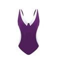 thumbnail image 4 of One Piece Swimsuit Women Color Block Swimwear with Deep V Neck High Waist Summer Beach Pool Womens Swimsuits Purple XXL, 4 of 4