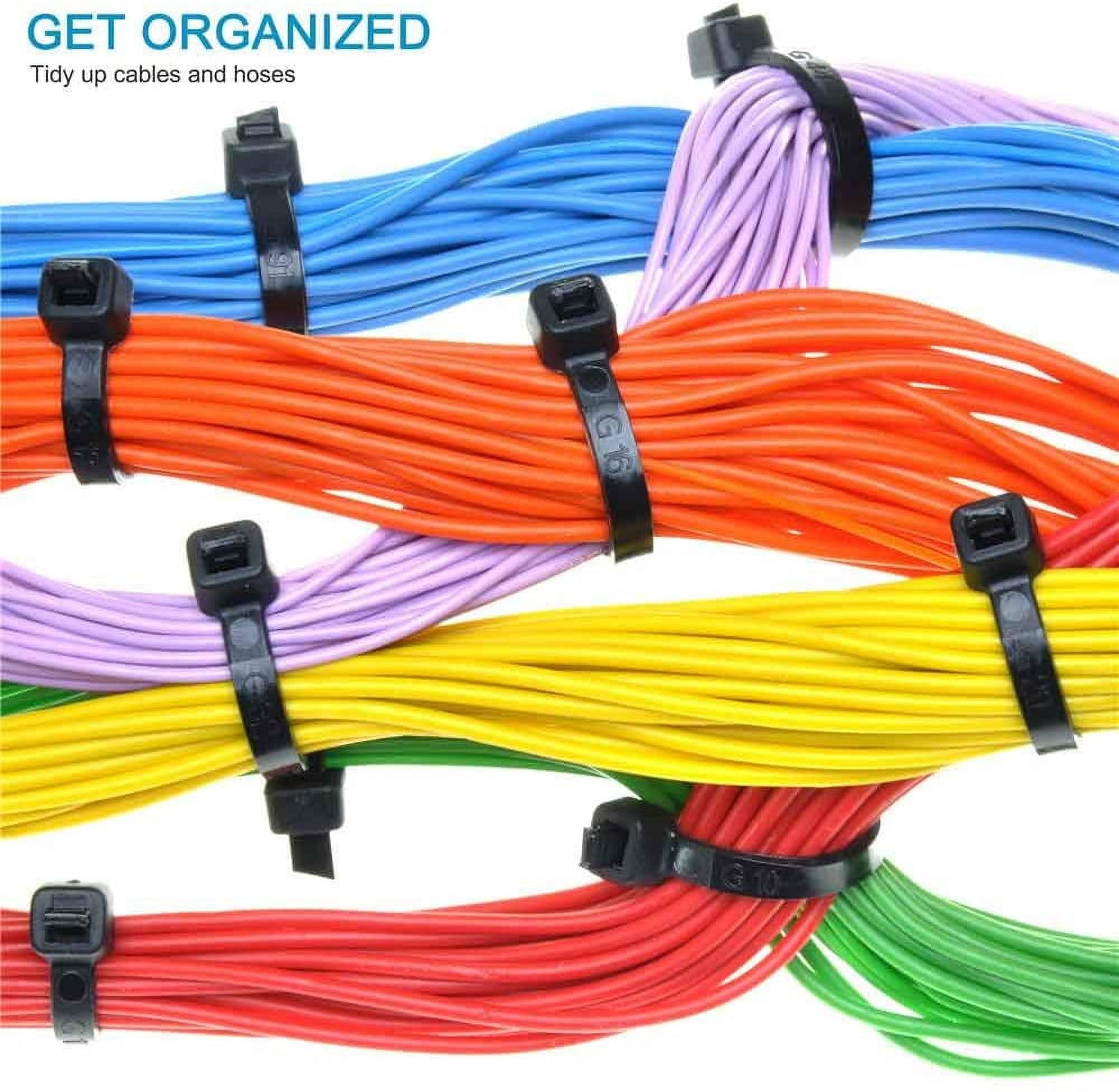 PartyKindom Nylon Cable Ties Black for Fixing, Self-Locking Design, Weather Resistant 1000Pcs