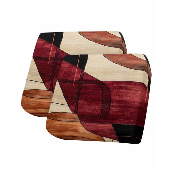 Red Burnt Orange Couch Cushion Covers Stretch, Washable Sofa Seat Covers Individual Seat Cushion Sofa Slipcovers Geometric Boho Modern Abstract Couch Cover Furniture Protector S-2PCS