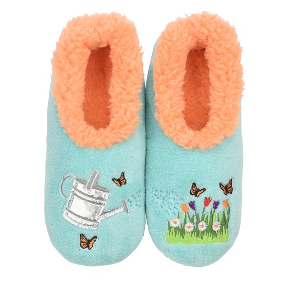 Snoozies Calcetines de pantuflas emparejables - Divertidas pantuflas de casa para mujer Calcetines antideslizantes y peludos - Regadera - Pequeño