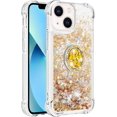 thumbnail image 3 of Glitter Clear Sparkly Bling Case for Apple iPhone 15, Flowing Liquid Quicksand Cover with Diamond Ring Holder Case for iPhone 15  Gold, 3 of 14