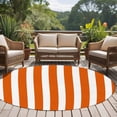 thumbnail image 4 of Burnt Orange Striped Large Round Rug 8 FT, Non Slip Living Room Area Carpet, Thanksgiving Orange White Stripes Washable Soft Circle Rug Non-Shedding Floor Carpet for Bedroom Office Dining Room, 4 of 9