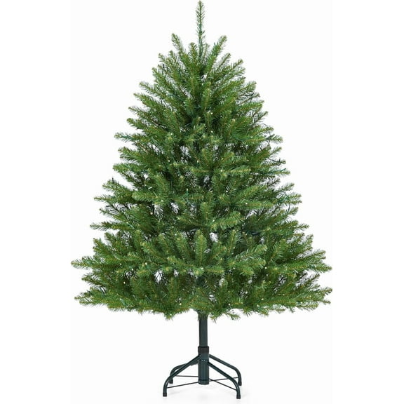 Lumiparty 4.5 FT Prelit Artificial Christmas Tree with 200 Lights, Foldable Stand, On/Off Foot Pedal, Easy to Assemble Holiday Decor for Home, Party, Office, Green
