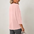 thumbnail image 3 of Wenini Women's Fashion V Neck 3/4 Sleevebasic Top Loose Half Button Opening Blouse Top Casual Outdoor Travel Top, 3 of 5