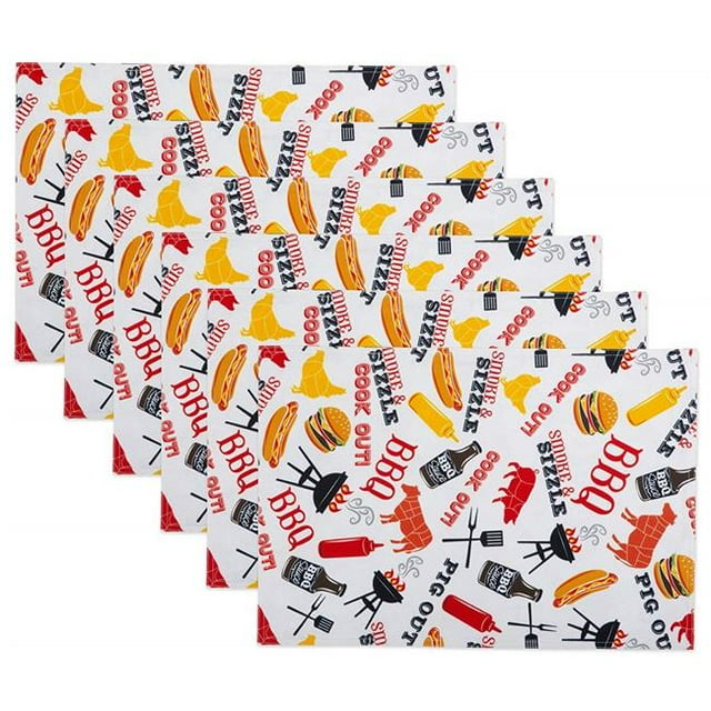 Design Imports CAMZ11151 Set de Table Extérieur 13 x 19 Po BBQ Fun - Lot de 6