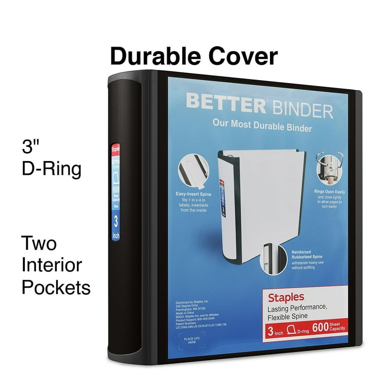staples card binder Amazon.com : Staples Heavy‑Duty 1.5‑Inch 3‑Ring View Binder, Durable Binder  for Office & School Organization, White : Office Products main image 0