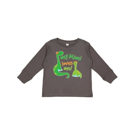 

Inktastic My Mimi Loves Me Grandson Dinosaur Boys Long Sleeve Toddler T-Shirt