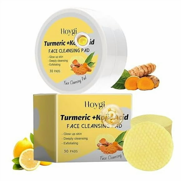 Kojic Acid and Turmeric Cleansing Pads for Face Cleansing and Exfoliation, Turmeric Face Scrub Pads, 30 Pcs/Box