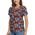 thumbnail image 2 of Vsdgher Leaves Flower Women Shirts V Neck Short Sleeve Tops T-Shirt Basic Tees, S to 3XLMedium, 2 of 5