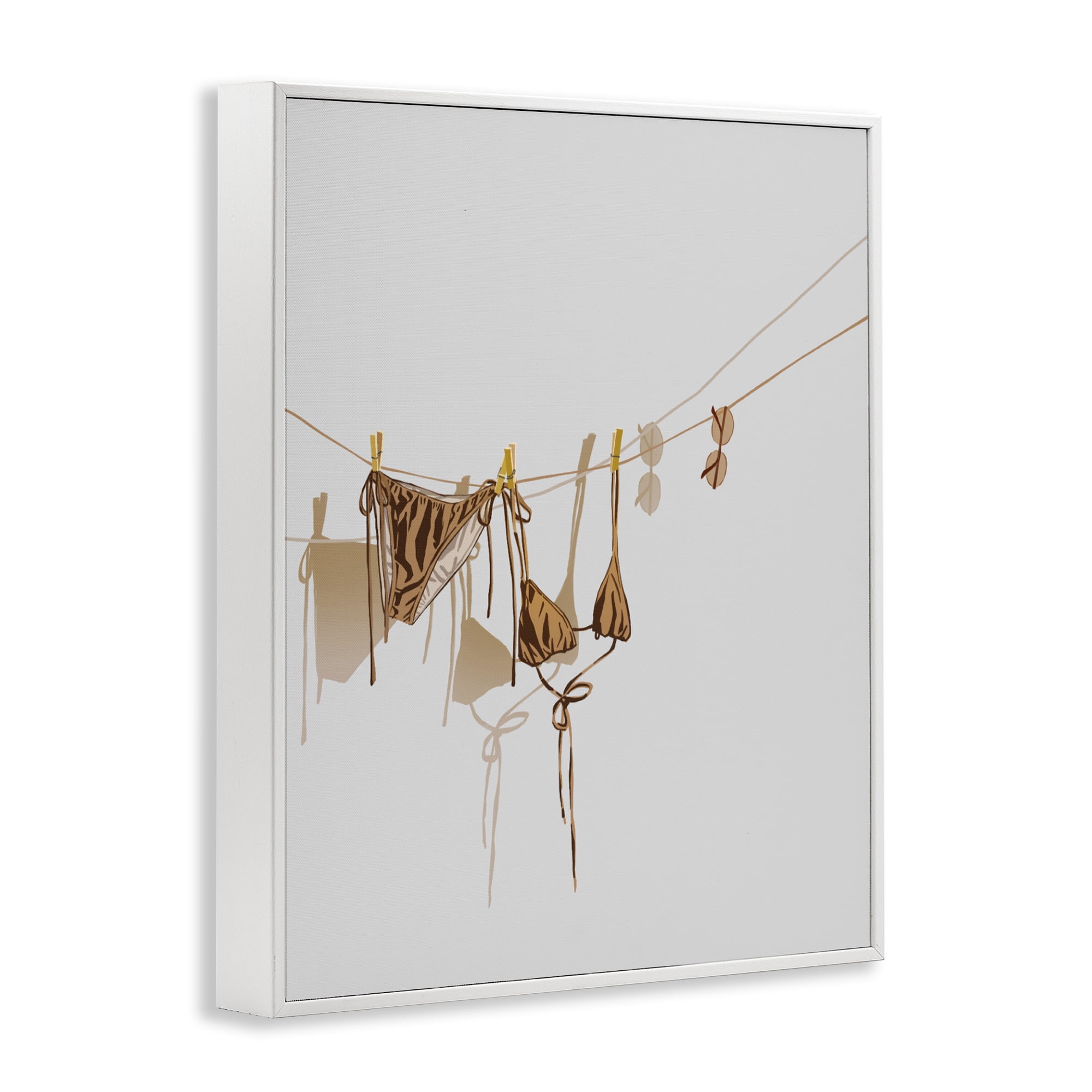 Stupell Industries Sunlit Bikini on Clothesline White Framed Giclee Art, design by Ziwei Li