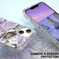 thumbnail image 3 of Allytech Marble Case for Apple iPhone 15 5G 6.1 inch, Hybrid Hard PC Soft TPU Rubber Three Layer Rugged Heavy Duty Shockproof Drop Protection Women Girl Cover for iPhone 15, Purple Grid Marble, 3 of 7