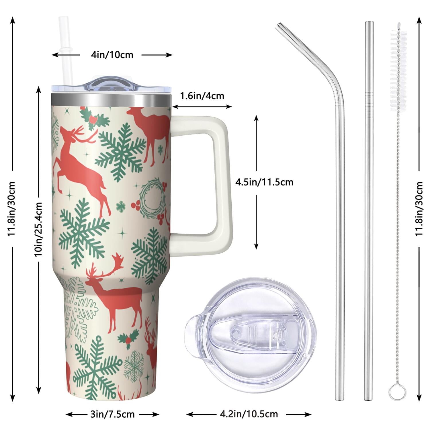1pc 40 oz Christmas Tumbler with Lid and Straw Stainless steel Insulated tumblers Cute water bottle Travel/Gym coffee tumbler Gifts for Women/men
