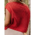 thumbnail image 5 of Women'S American Flag Sweater Cap Sleeve Crop Tops Crew Neck Loose Fit Knit Sweater Pullover Top Red M, 5 of 8