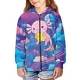 thumbnail image 3 of Chririnla Cartoon Galaxy Axolotl Star Girls Casual Zip Up Hoodie Long Sleeve Lightweight with Pockets Trendy Fall Jacket Teens Size 6-9, 3 of 7