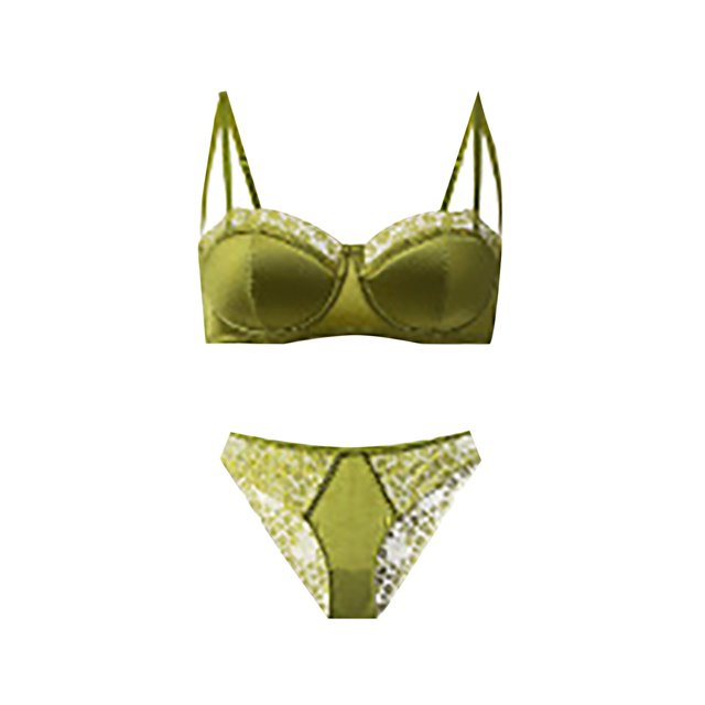 Gibobby Conjunto de lencería de encaje Sujetador ligero de verano para mujer, sin costuras, antiflacidez y busto lateral, lencería ideal para el uso diario(Verde, D)