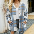 thumbnail image 5 of FAVIPT Womens Casual Plaid Hooded Shacket Flannel Drawstring Shacket Coat Loose Hoodies Jacket Button Down Shirt Hoodie with Pocket, 5 of 6