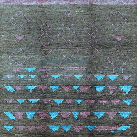 Ahgly Company Indoor Square Solid Light Blue Modern Area Rugs, 7' Square