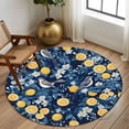 thumbnail image 2 of Round Rugs 5Ft, Lemon Bird Round Area Rug Washable Indoor Throw Carpet, Blue Yellow Pastoral Flowers Plant Summer Soft Non Slip Circle Rug for Cabinet Bathroom Home Decor Aesthetic, 2 of 8