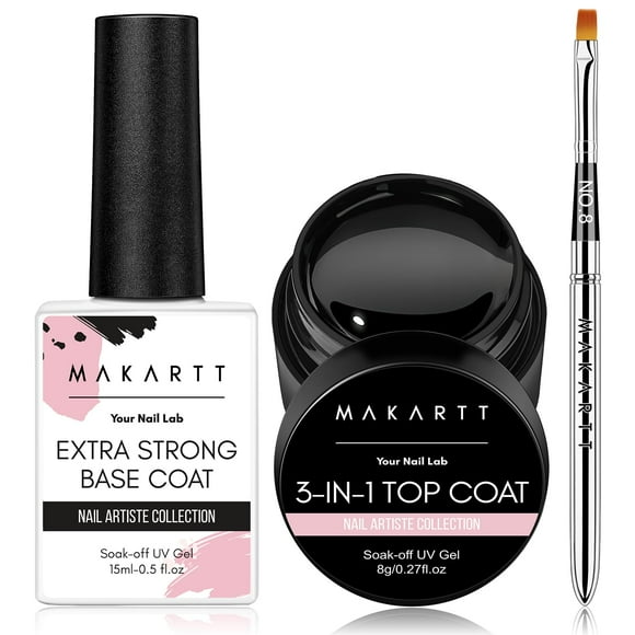 Set de capa superior y base en gel Makartt, 15 ml, gel base, 8 ml, capa superior
