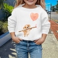 thumbnail image 2 of PMVFHDE Chandails en Molleton Col Rond Fille Automne et Hiver Saint-Valentin Imprimé Chiot à Capuche Blanc, 2-3 Ans, 2 of 4