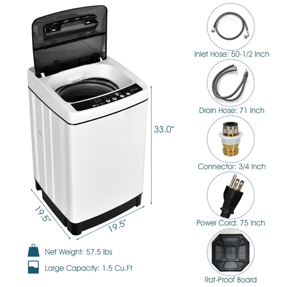 YYAo Washing Machine, Washer Machine,Full-Automatic Washing Machine 1.5 Cubic Feet 11 LBS Washer and Dryer-White