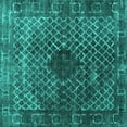 thumbnail image 1 of Ahgly Company Machine Washable Indoor Square Abstract Turquoise Blue Contemporary Area Rugs, 8' Square, 1 of 4